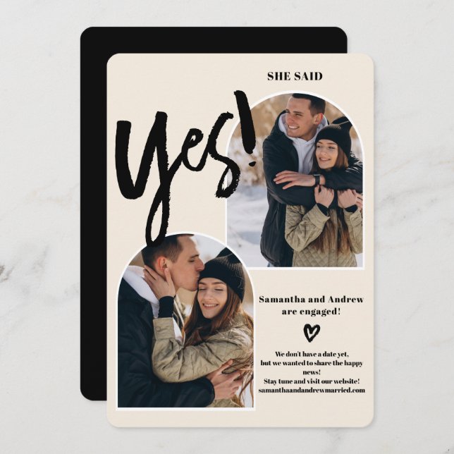 Anúncio Moderno sim script 2 fotos arquitetar noivado de m (Frente/Verso)