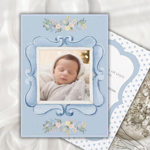 Anúncio Moldura Azul Vintage Bebê Caprichoso