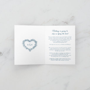 Anúncio Monograma azul, azulado, amêndoa de casamento ao v