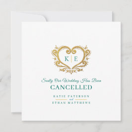 Anúncio Monograma de coração cancelamento de casamento dou