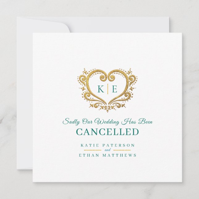 Anúncio Monograma de coração cancelamento de casamento dou (Frente)