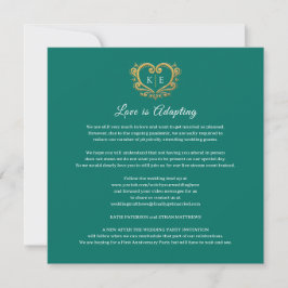 Anúncio Monograma de coração transmissão ao vivo casamento