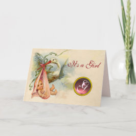 ANÚNCIO MONOGRAMA DE GEM DE PINK CHÁ DE FRALDAS DE GAROTA 