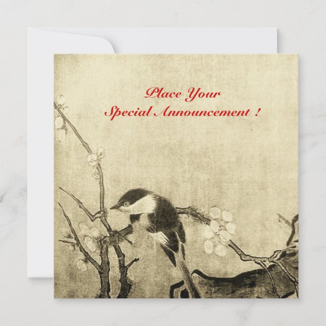 Anúncio MONOGRAMA DE PÁSSARO DE PRIMAVERA, marrom sépia ve (Frente)