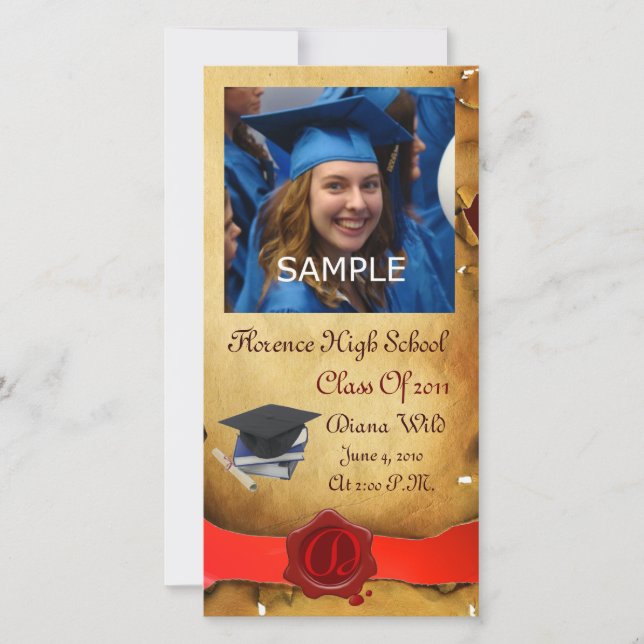 ANÚNCIO MONOGRAMA DE SELOS DE CERA VERMELHA DE GRADUAÇÃO (Frente)