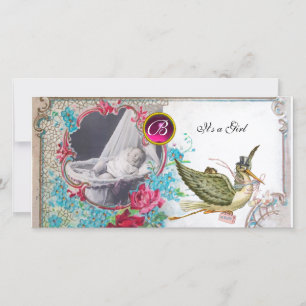 Anúncio MONOGRAMA do CHÁ DE FRALDAS da CEGONHA, rubi,