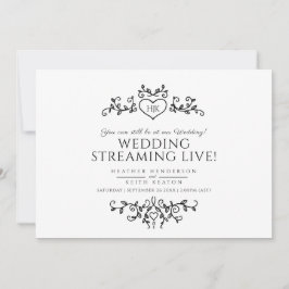 Anúncio Monograma folhas preto branco casamento transmissã