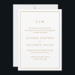 Anúncio Monograma Simples Antigo Dourado Elegante Casament<br><div class="desc">Anúncio de casamento simples com um design moderno e elegante com o seu monograma de duas letras no topo e os seus detalhes cercados por uma fina borda. Todo o texto está em dourado falso, sobre um fundo branco e as fontes e cores de fundo podem ser alteradas para qualquer...</div>