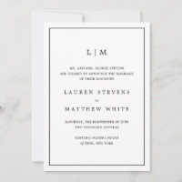 Monograma Simples Preto e Branco Elegante Casament