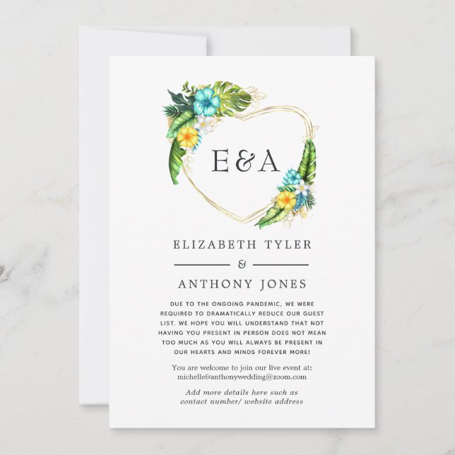 Anúncio Monograma Tropical Summer Beach Reduzida Lista de  (Frente)