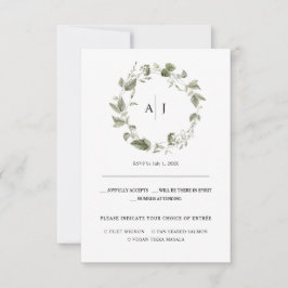 Anúncio Monograma | Watercolor Greenery Wedding RSVP