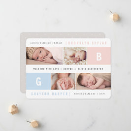 Anúncio Monogramas de Bebê Menino Menina Gêmeos 4 Fotos Mú