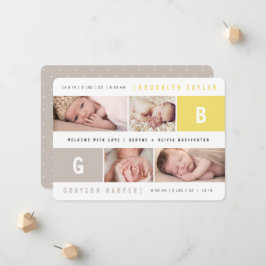 Anúncio Monogramas de Bebê Menino Menina Gêmeos Amarelo 4