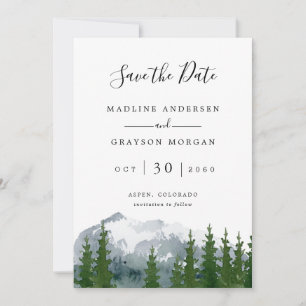 Anúncio Montanha Watercolor Pine Foto Salvar Dados