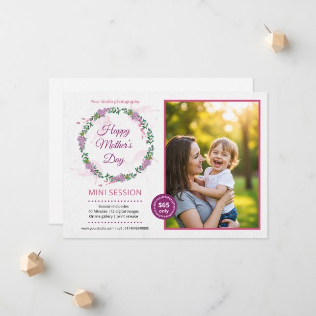 Anúncio Mother's day mini session template (Frente/Verso In Situ)