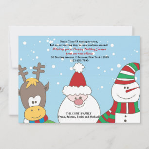 Anúncio móvel de feriado de papais noeis e amigos