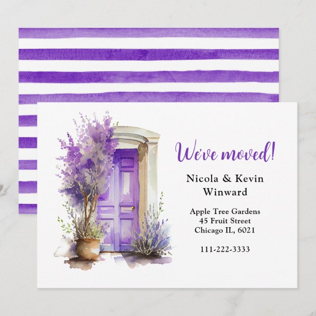 Anúncio Movimentamos a porta de Lavanda roxa (Frente/Verso)