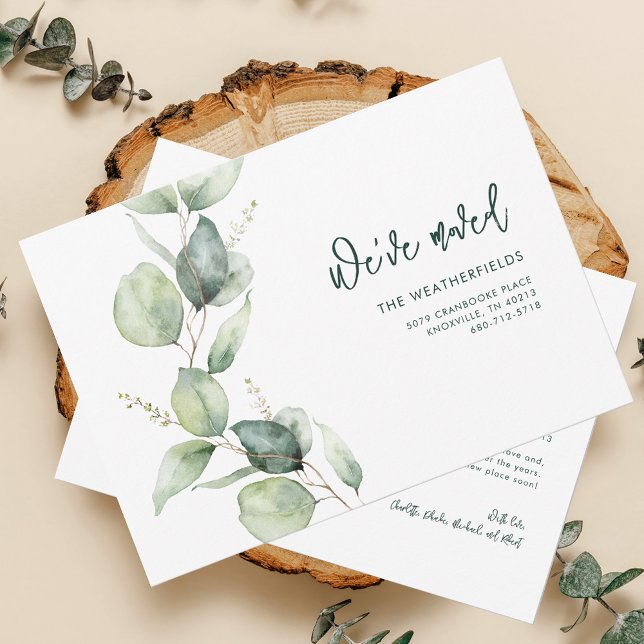 Anúncio Movimentamos Eucalyptus Moving (Watercolor Eucalyptus Greenery Moving Announcement)