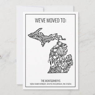 Anúncio Mudamos para a cidade de Michigan Floral Mandala