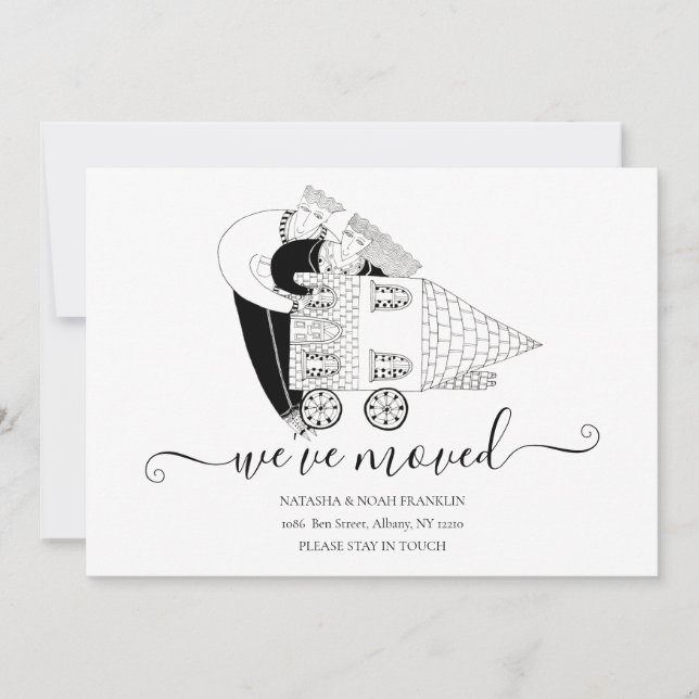 Anúncio Mudamos para uma Nova Casa Preto e Branco (Frente)