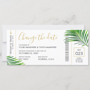 Anúncio Mudança de data Casamento de Palm Tropical Embarq