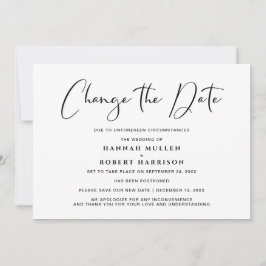 Anúncio Mudança de Data de Casamento Adiada Preto e Branco