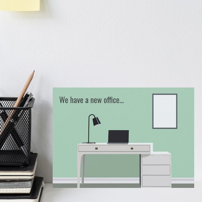 Anúncio Mudança de Endereço de Novo Escritório Fofo Desk V (Criador carregado)