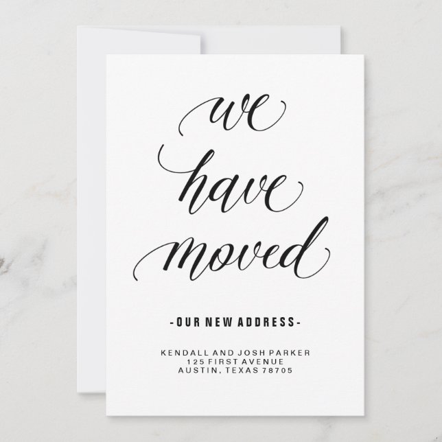 Anúncio Mudança de endereço na caligrafia moderna (Frente)