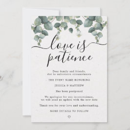 Anúncio Mudança de planos adiada Casamento Eucalipto