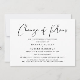 Anúncio Mudança de Planos Adiamento Cancelado Preto Branco