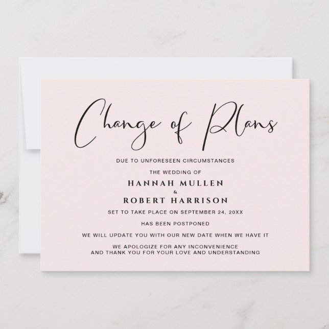 Anúncio Mudança de Planos Adiamento Rosa Claro (Frente)