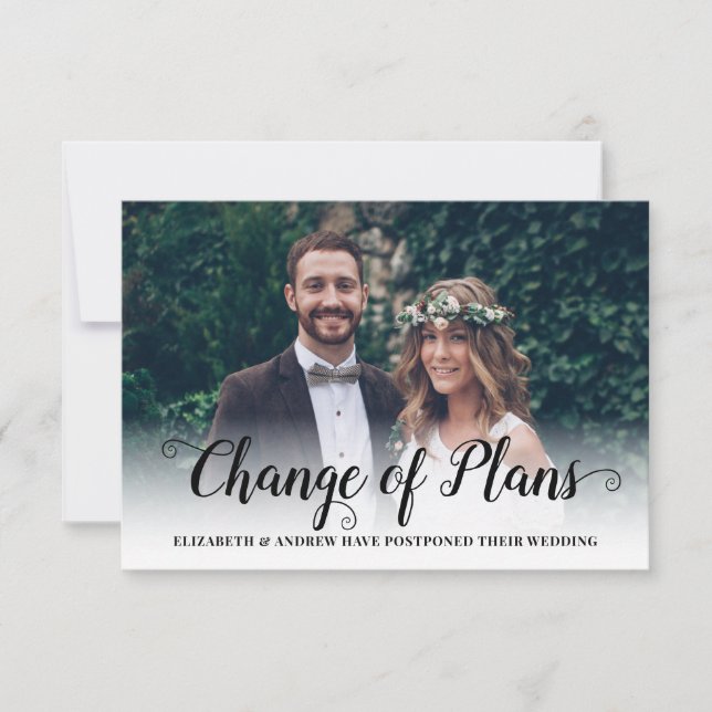 Anúncio Mudança de Planos Casamento Adiado Foto Moderna (Frente)