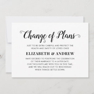 Anúncio Mudança de Planos Casamento Adiado Script Elegante