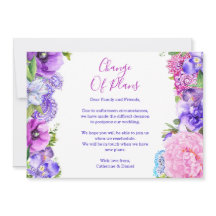 Mudança de Planos Florais Roxos Paisley Adiamento