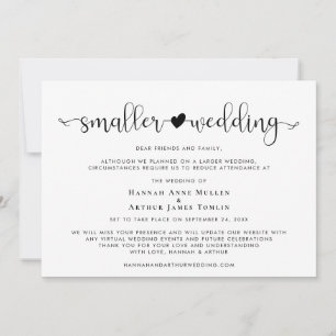 Anúncio Mudança de planos para um casamento menor Com amor