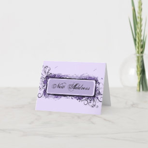 Anúncio Mudança Floral de Endereço de Abstrato Roxo