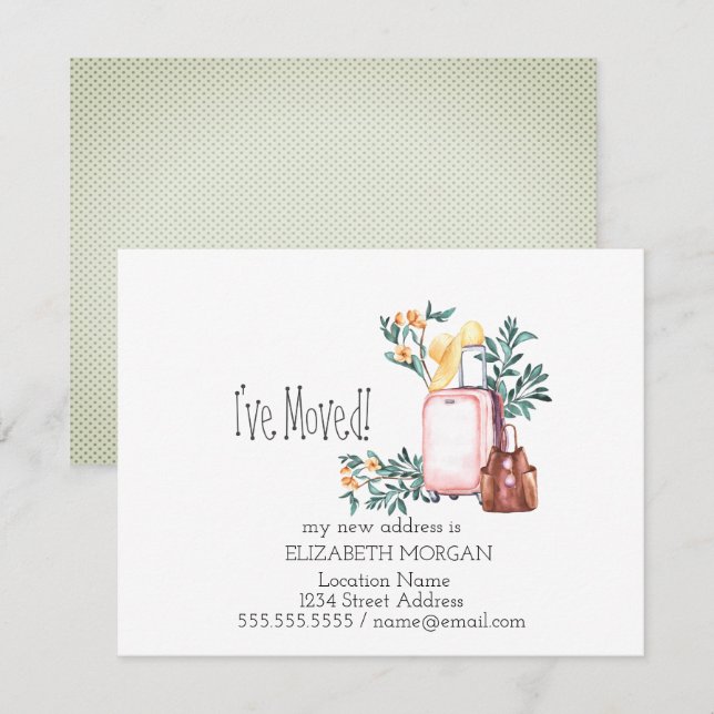 Anúncio Mudei-me, malas, flores novo endereço (Frente/Verso)