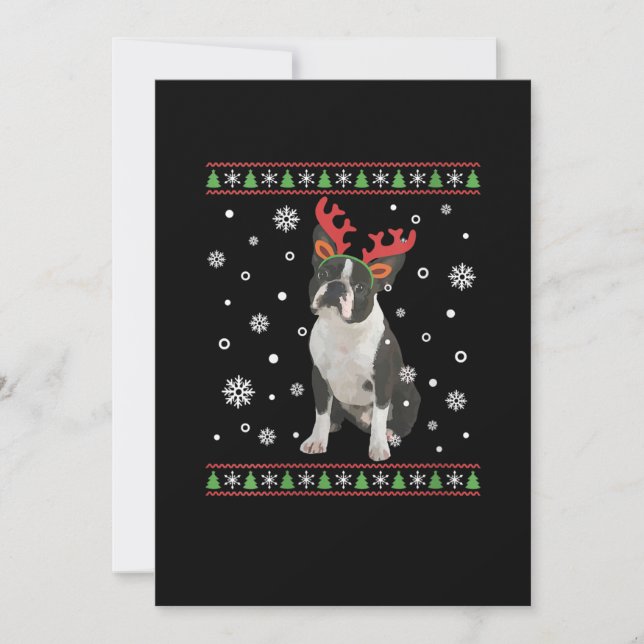 Anúncio Mulher Boston Terrier Xmas Ugly Christmas Sweater (Frente)