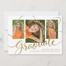 Anúncio Multi-Foto Dourado Falso de Graduado Eufór