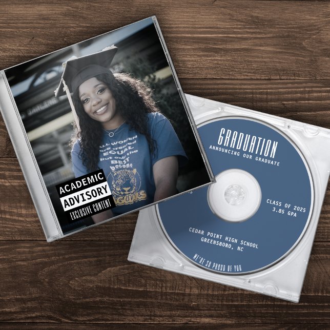 Anúncio Music CD Case Album Cobrir Blue Graduation (Music CD Case Album Cover Blue Graduation Announcement
)