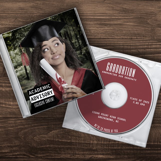 Anúncio Music CD Case Album Cobrir Red Graduation (Criador carregado)
