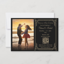 Anúncio mystical black gold qr code photo save the date