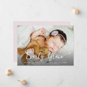 Anúncio Na moda Script Baby Girl Name Photo Pink Birt