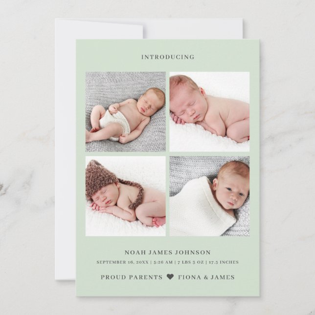 Anúncio Nascença da Grade de Foto Verde de Moderno Dusty P (Frente)