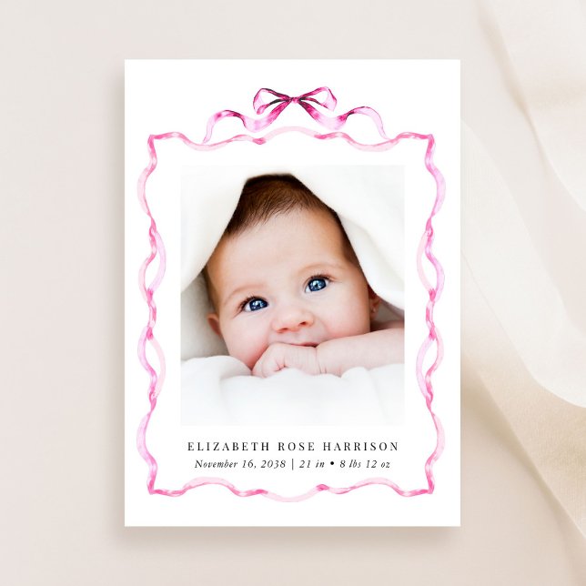 Anúncio Nascimento da Arco de Coquetes Rosa Elegante (A beautiful and unique way to thank family and friends and introduce them to your precious baby girl)