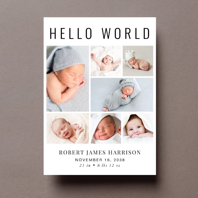 Anúncio Nascimento da Colagem de Fotos Moderna (Announce the arrival of your precious baby in a way that is as beautiful and unique as they are)