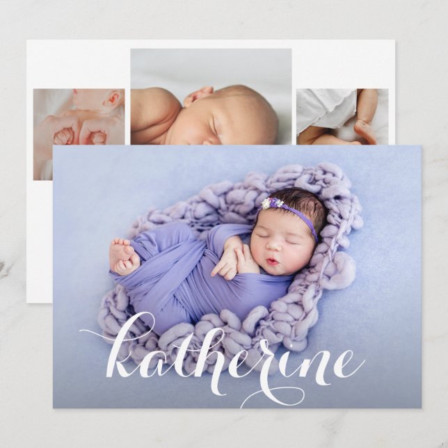 Anúncio Nascimento da Colagem de Fotos Simples (Frente/Verso)