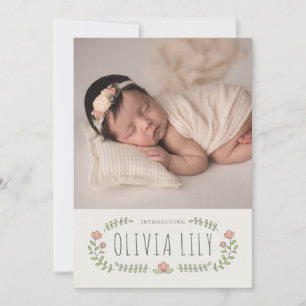 Anúncio Nascimento da Colagem Floral de Design Floral de C