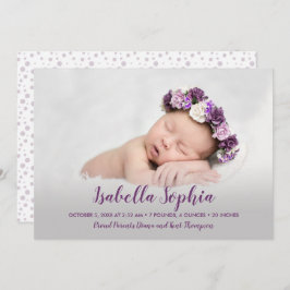 Anúncio Nascimento da Foto de Menina Roxa