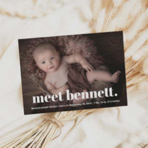Anúncio Nascimento da Foto do Bebê do Nome Moderno